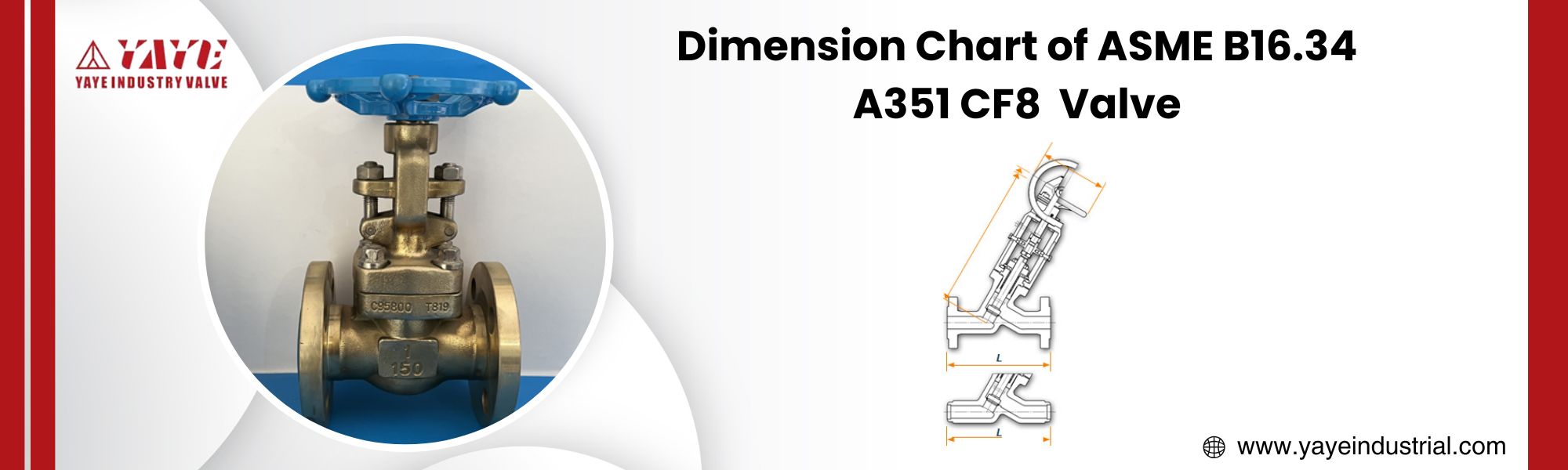 Dimension of ASME B16.34 A351 CF8 Globe Valve